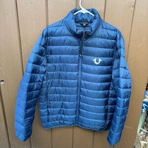 NWT True Religion Puffer Jacket Blue Size M Men’s